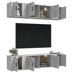 vidaXL 6-delige Tv-meubelset bewerkt hout betongrijs