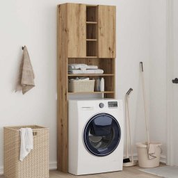 vidaXL Wasmachinekast 64x25,5x190 cm artisanaal eikenkleur