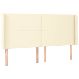 vidaXL Hoofdbord LED 183x16x118/128 cm kunstleer crèmekleurig