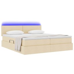 vidaXL LED Opslagbed met Matras Crème 180 x 200 cm Stof