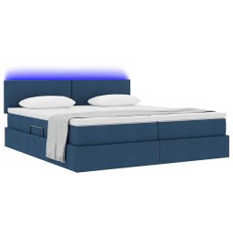 vidaXL LED Opslagbed met Matras Blauw 200 x 200 cm Stof