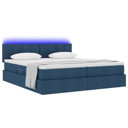 vidaXL LED Opslagbed met Matras Blauw 180 x 200 cm Stof