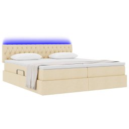 vidaXL LED Opslagbed met Matras Crème 180 x 200 cm Stof
