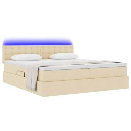 vidaXL LED Opslagbed met Matras Crème 180 x 200 cm Stof