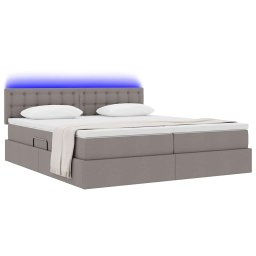 vidaXL LED Opslagbed met Matras Taupe 200 x 200 cm Stof