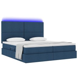 vidaXL LED Opslagbed met Matras Blauw 180 x 200 cm Stof