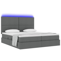 vidaXL LED Opslagbed met Matras Donkergrijs 200 x 200 cm Stof