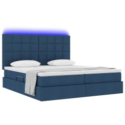 vidaXL LED Opslagbed met Matras Blauw 180 x 200 cm Stof