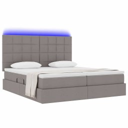 vidaXL LED Opslagbed met Matras Taupe 200 x 200 cm Stof