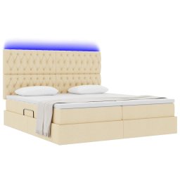 vidaXL LED Opslagbed met Matras Crème 180 x 200 cm Stof