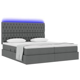 vidaXL LED Opslagbed met Matras Donkergrijs 200 x 200 cm Stof