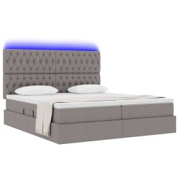 vidaXL LED Opslagbed met Matras Taupe 200 x 200 cm Stof