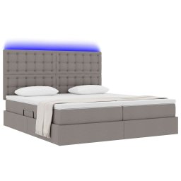 vidaXL LED Opslagbed met Matras Taupe 180 x 200 cm Stof