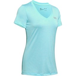 Under Armour - Maat S - Tech SS V-Twist Dames Sportshirt Blue Haze