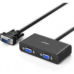 UGREEN VGA Splitter naar 2 VGA Kabel VGA Mannelijk naar 2 VGA Vrouwelijk Monitor Y Adapter Kabel. Zwart