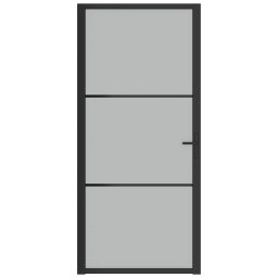 vidaXL Binnendeur 93x201,5 cm matglas en aluminium zwart