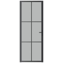 vidaXL Binnendeur 76x201,5 cm matglas en aluminium zwart