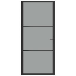vidaXL Binnendeur 93x201,5 cm ESG-glas en aluminium zwart