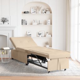 vidaXL Uittrekbare Slaapbank Crème 194 x 67 x 82 cm Microvezel