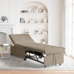 vidaXL Uittrekbare Slaapbank Taupe 194 x 67 x 82 cm Microvezel