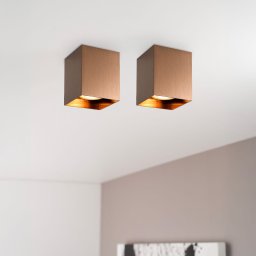 2x Astra bronzo by LUSENZ - Kubusvormige opbouwspot met geborsteld bronzen design met enkele lichtbron