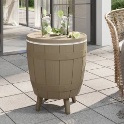 vidaXL IJskoeltafel 3-in-1 polypropeen lichtbruin