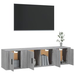 vidaXL 3-delige Tv-meubelset bewerkt hout grijs sonoma eikenkleurig