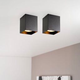 2x Astra nero by LUSENZ - Kubusvormige opbouwspot in volledig matzwart design met enkele lichtbron