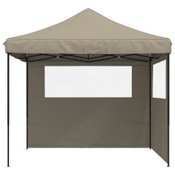 vidaXL Partytent inklapbaar pop-up met 2 zijwanden taupe