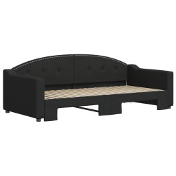 vidaXL Slaapbank met onderschuifbed 90x190 cm stof zwart