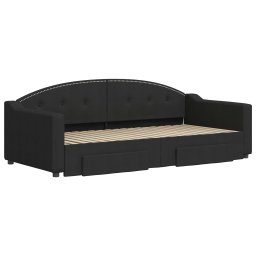 vidaXL Slaapbank met onderschuifbed en lades 90x190 cm stof zwart