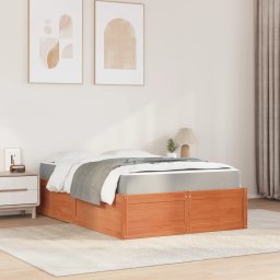 vidaXL Bed met matras massief grenenhout wasbruin 120x190 cm