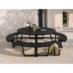 Ronde picknicktafel PERUGIA 8 personen aluminium zwart