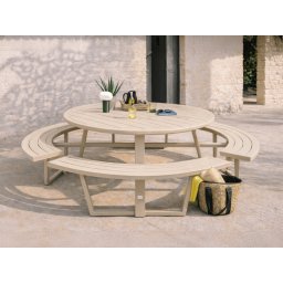 Ronde picknicktafel PERUGIA 8 personen aluminium kasjmier