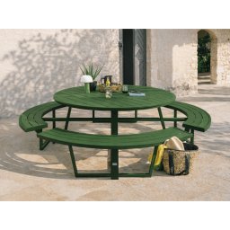 Ronde picknicktafel PERUGIA 8 personen aluminium groen