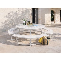 Ronde picknicktafel PERUGIA 8 personen aluminium wit
