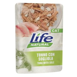 Voordeelpakket: 12x70g Life Cat Natuurlijke Volwassen Tonijn met zeetong Kattenvoer Nat