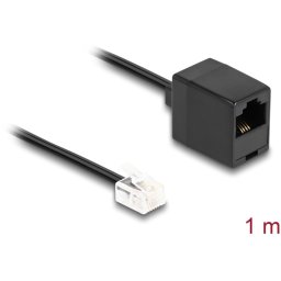 Delock Telephone Cable RJ11 plug to RJ45 jack black 1 m