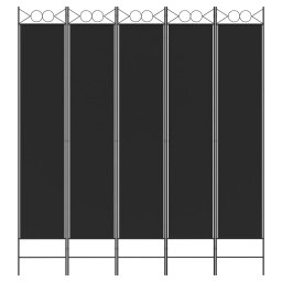 vidaXL Kamerscherm met 5 panelen 200x200 cm stof zwart