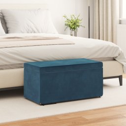 vidaXL Kruk Blauw 81 x 41 x 40 cm Velvet en Gefabriceerd Hout