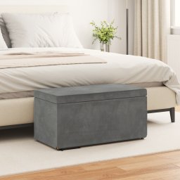 vidaXL Kruk Donkergrijs 81 x 41 x 40 cm Velvet en Gefabriceerd Hout