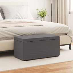 vidaXL Kruk Grijs 81 x 41 x 40 cm Nepleer en Gefabriceerd Hout