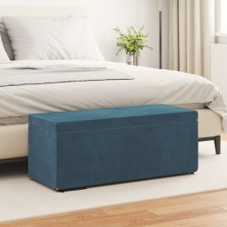 vidaXL Kruk Blauw 101 x 41 x 40 cm Velvet en Gefabriceerd Hout