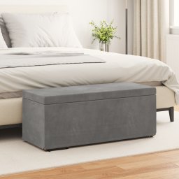 vidaXL Kruk Donkergrijs 101 x 41 x 40 cm Velvet en Gefabriceerd Hout
