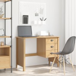 vidaXL Bureau met lades HILL Honingbruin 100 x 45 x 74 cm
