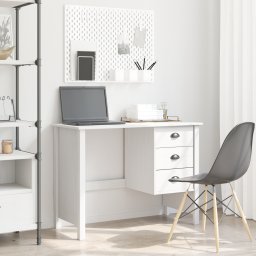 vidaXL Bureau met lades HILL Wit 100 x 45 x 74 cm Massief grenenhout