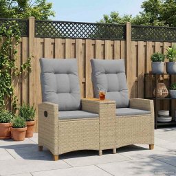 vidaXL Ligbank met tafel Beige en Licht Grijs 126 x 65 x 112 cm
