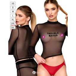 * NOIR handmade Troublemaker top flock print, F389