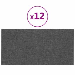 vidaXL Wandhoofdbord 12 pcs 30 x 15 cm Donkergrijs Stof