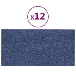 vidaXL Wandhoofdbord 12 pcs 30 x 15 cm Blauw Stof